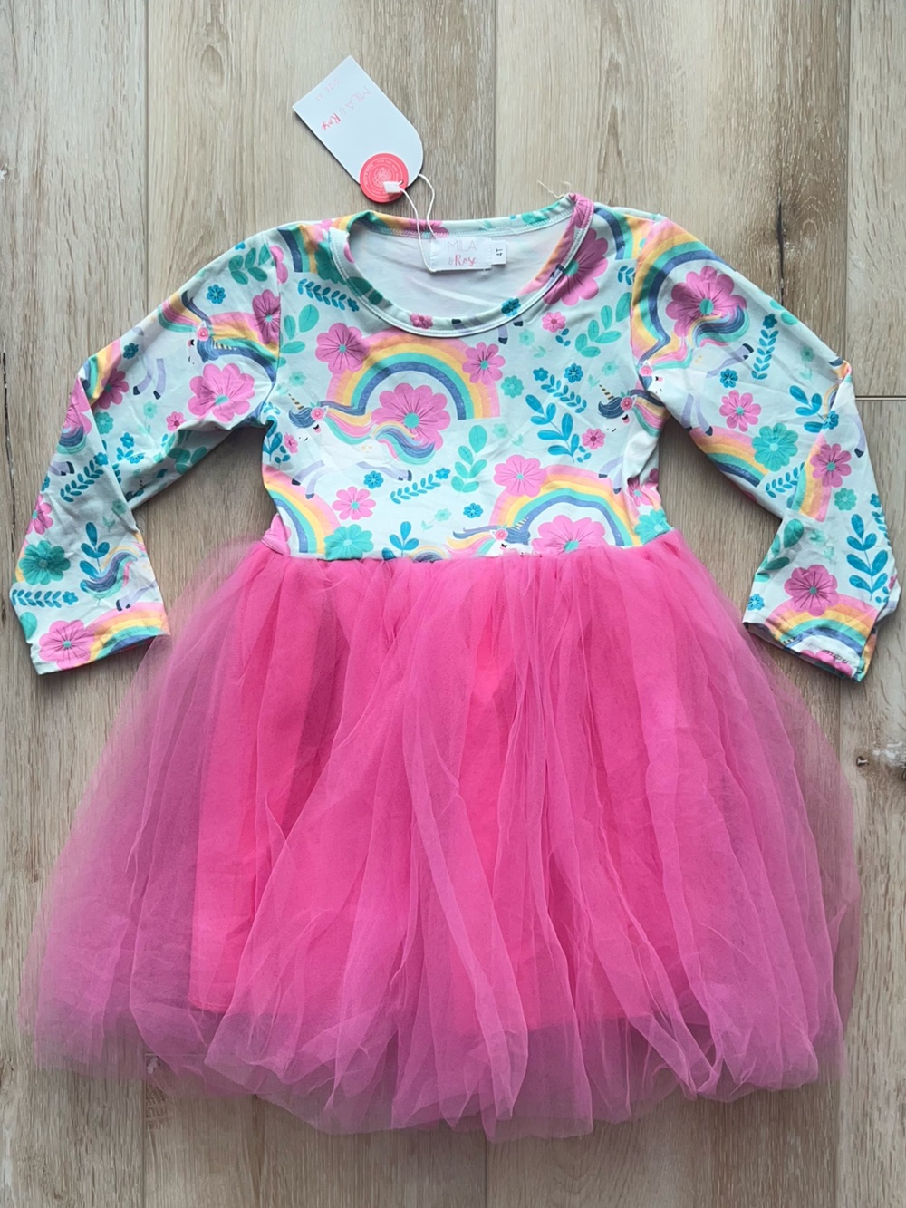 NWT Mila & Rose rainbow unicorn printed tulle skirt dress